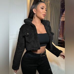 Chic Black Teddy Jacket for Women